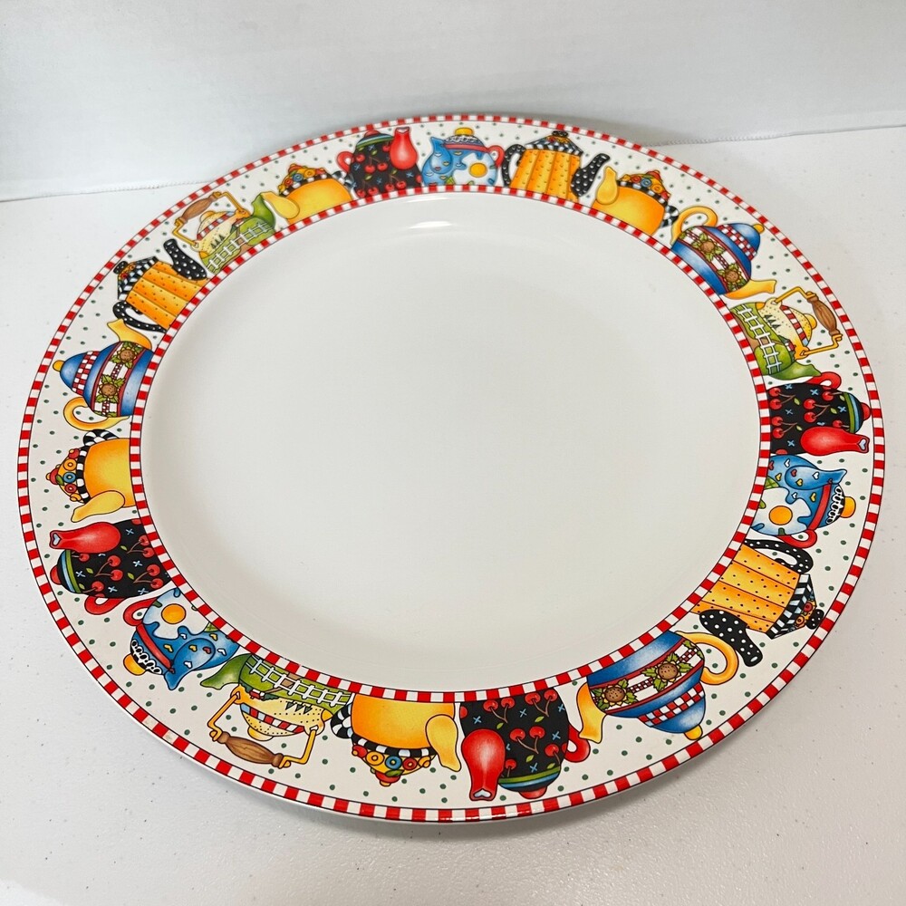 VTG Mary Engelbreit Sakura 1994 Afternoon Tea Charger Chop Plate 12 3/8"